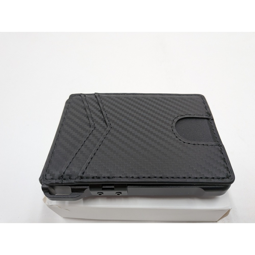 Mens Minimalist Bifold Wallet Carbon Fiber Pop Up Card Holder Money Clip V20